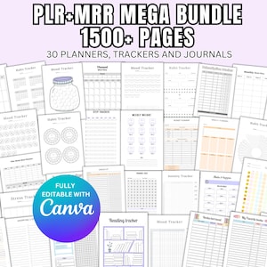 Bundel met Canva-sjablonen: 30+ tijdschriften, planners, trackers (PLR MRR)