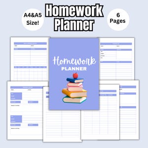 School Homework Planner: Assignment Organizer (Instant Download PDF)