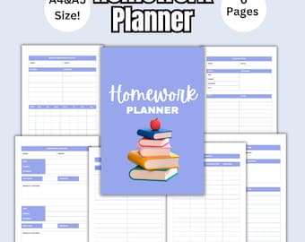 School Homework Planner: Assignment Organizer (Instant Download PDF)