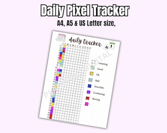 Daglig pixelspårare utskrivbar | Bullet Journal-spårare (digital nedladdning)