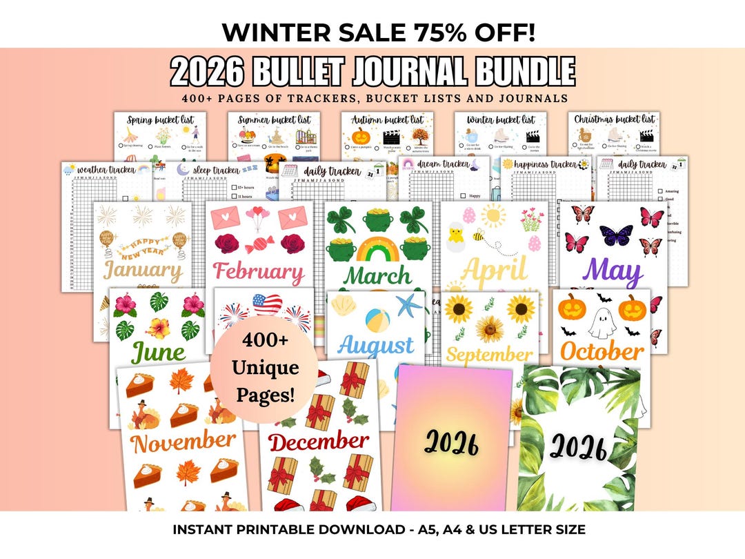 2026 Bullet Journal Bundle – Printable Planner Kit (PDF) - Etsy UK
