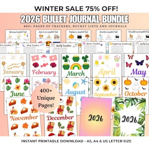 2026 Bullet Journal Bundle – Printable Planner Kit (PDF)