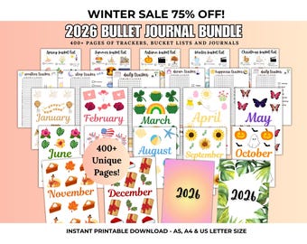 2026 Bullet Journal Bundle – Printable Planner Kit (PDF)