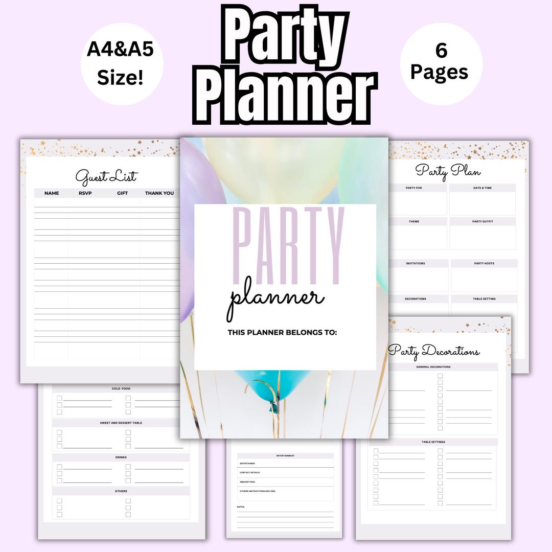 Birthday Party Planner: Printable Event Planning PDF (instant Download ...