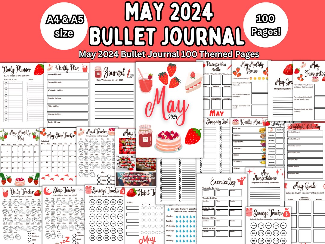 May 2024 Bullet Journal Planner Printable Digital Printable PDF Planner ...