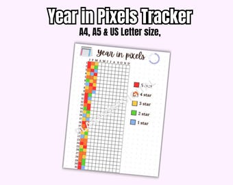 Year in Pixels Tracker: Printable Monthly Habit Tracker (PDF)