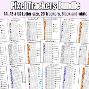 Yearly Pixel Trackers Bundle | Yearly Calendar | Premade Bullet Journal Pages | Bullet Journal Template | Bullet Journal Kit