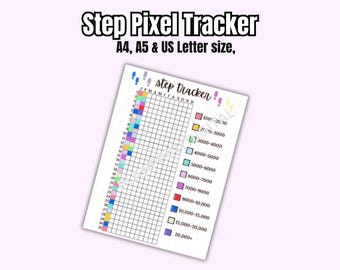Step Pixel Tracker Printable | Bullet Journal Insert (A4, A5, US Letter) (PDF Pattern)