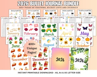 2026 Bullet Journal Bundle – Printable Planner Kit (PDF)