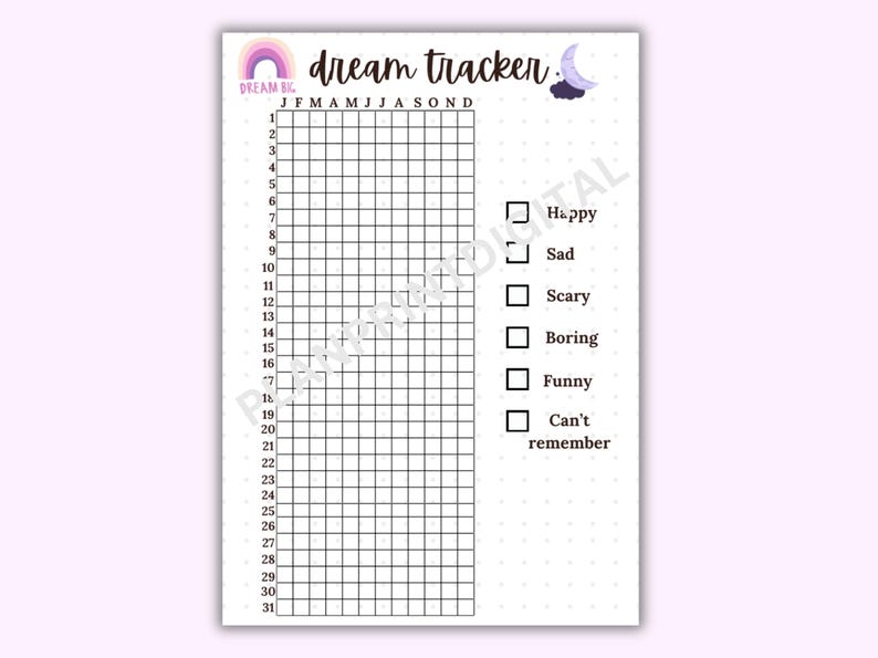 Dream Pixel Tracker | Printable Tracker Page | Yearly Pixel Tracker ...