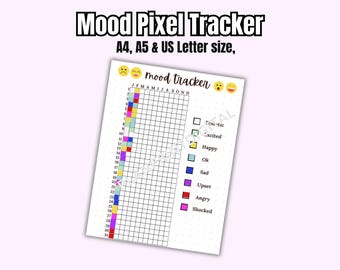 Utskrivbar humörpixelspårare: A4, A5, US Letter (PDF)