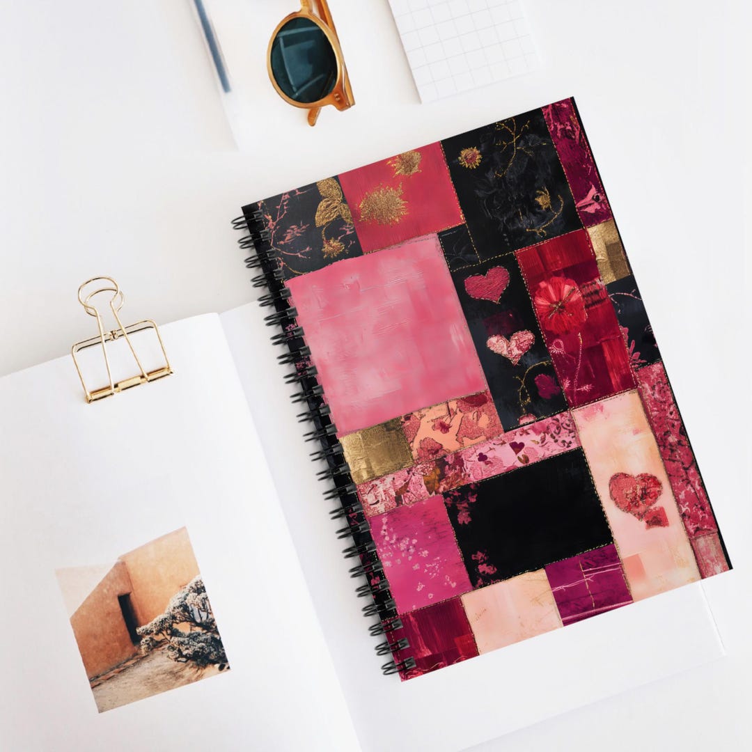 Hearts Patchwork Spiral Notebook, Artistic Design, Lined Pages - Etsy