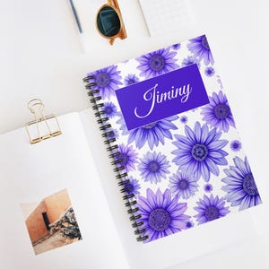 Personalized Spiral Notebook, Custom Name Notebook, Sunflowers Journal, Personalized Gift, Birthday Gift, Graduation Gift, Student, College