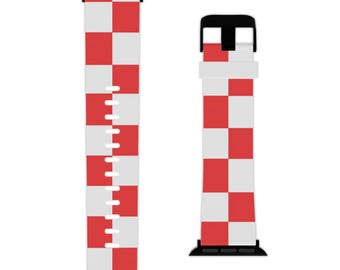 Red & White Checkerboard Watch Band for Apple Watch | Checker Strap