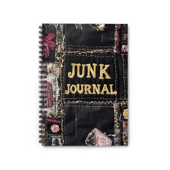 ジャンクジャーナルのアイデアのための黒いフェイクキルトデザインの