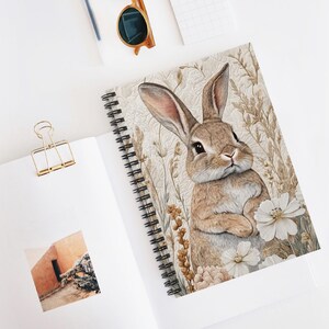 Cahier à spirales lapin de Pâques, cadeau de Pâques, lapin de Pâques, cahier pour les amoureux des lapins, propriétaire de lapin, cadeau d&#39;anniversaire, cadeau fleurs sauvages, lapin, Pâques