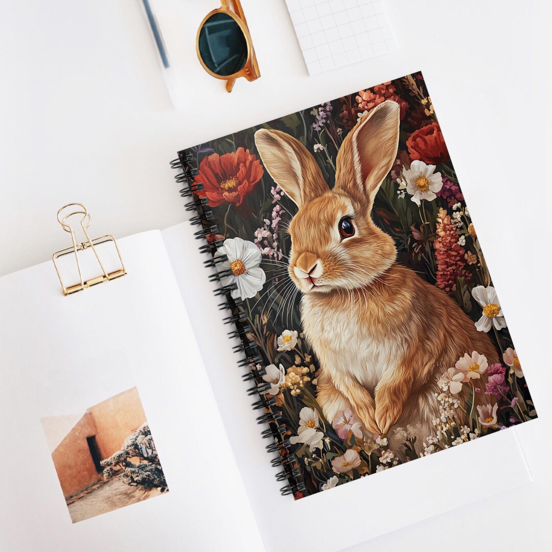 Bunny and Wildflower Spiral Notebook, Rabbit Lover Gift - Etsy