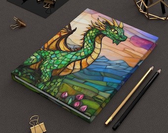 Stained Glass Dragon Hardcover Journal, Lined Pages