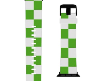 Cinturino a scacchi verde e bianco per Apple Watch / Cinturino a scacchi