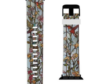 Bracelet pour montre Apple Colibri Wildflower Meadow | Aspect vitrail