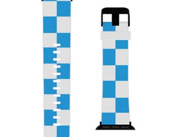 Cinturino a scacchi turchese e bianco per Apple Watch / Cinturino a scacchi