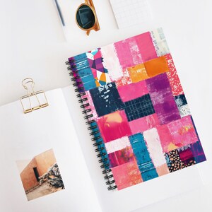 Boho Chic Patchwork Spiral Notebook, Lined Journal