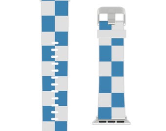 Cinturino a scacchi blu e bianco per Apple Watch / Cinturino a scacchi