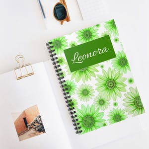 Personalized Spiral Notebook, Custom Name Notebook, Sunflowers Journal, Personalized Gift, Birthday Gift, Graduation Gift, Student, College