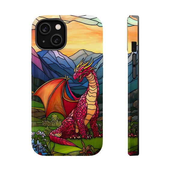 Stained Glass Dragon iPhone Case, Magnetic Tough Phone Cover - Etsy