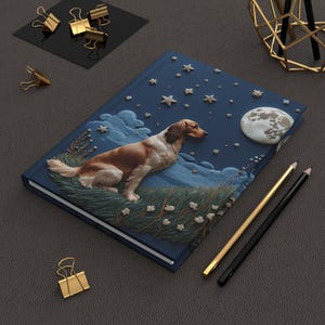 Irish Setter Journal, Beautiful Dog Journal, Faux 3D design, Unisex Gift,  Red and White Irish Setter, Dog lovers journal, dog lovers gift