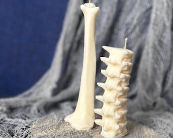 Human bones candle bundle, set of 2 candles, Halloween home decor, medical gift for doctor, witchy room decor, photo props, alternative home