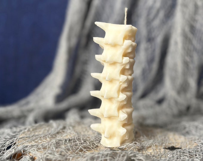 Detailed gothic spine candle, human anatomy, Halloween home decor, medical gift for doctor, witchy room decor, photo props, alternative home