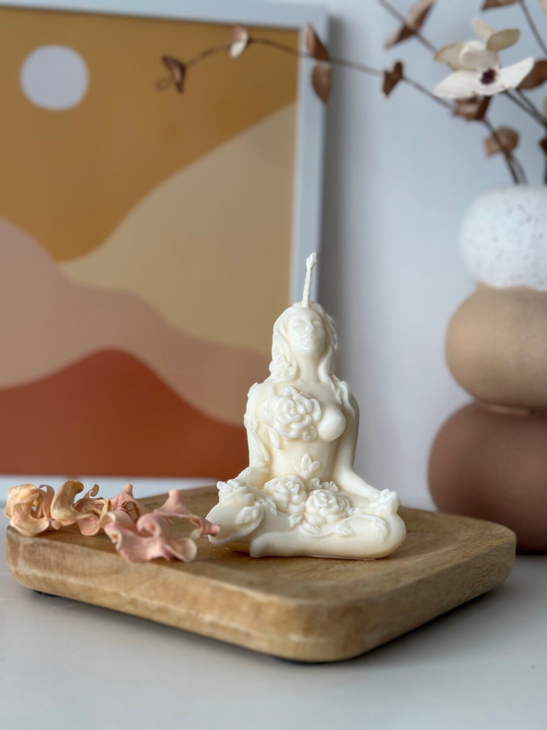 Floral Candle, Meditation Candle, Yoga Candle, Woman Body Candle