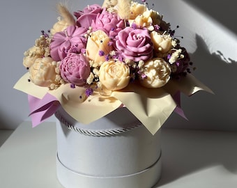 Bouquet de bougies de fleurs de lavande, cadeau romantique pour la fête des mères pour son anniversaire