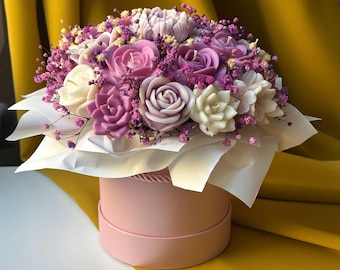 Lavender Flower Candle Bouquet Mothers Day Gift for her birthday