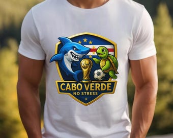 Koszulka Pucharu Świata Cabo Verde, Koszulka bez stresu Cabo Verde, Zabawna koszulka piłkarska Cabo Verde, Prezent dla kibiców Pucharu Świata, Koszulka kibica Cabo Verde