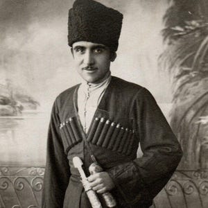 Vintage Caucasian Man Traditional Costume Antique Studio Portrait Photograph