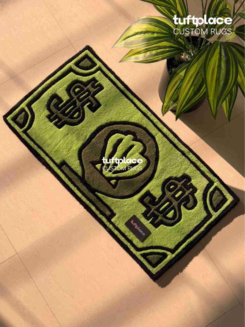 Krabby Dollar Hand Tufted Custom Rug, Funny Money Carpet, Aesthetic ...