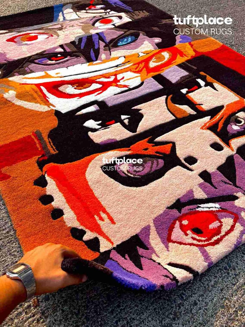 Sharingan Rug Pattern Anime Eyes Hand Tufted Rug, Anime Carpet, Sharingan Rinnegan Art ...