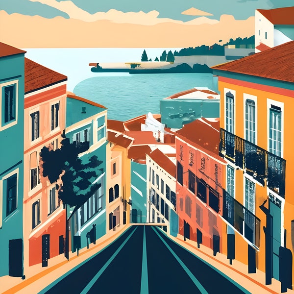 Travel Poster Lissabon, Portugal, Geschenk, Kultur, Städtereisen, Geschichte, Sehenswürdigkeiten