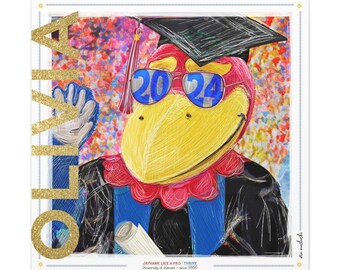 KU Personalized Kansas Jayhawks Graduation Canvas Print: Student Art Gift