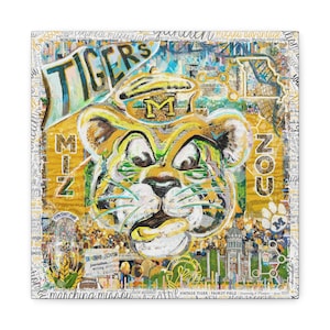 MU Vintage Mizzou Truman Tiger Art: Faurot Field Missouri Canvas Print