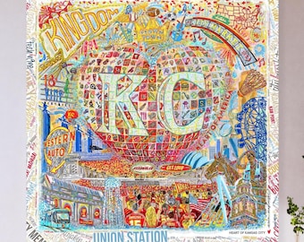 Heart of Kansas City Art: KC Football, Landmarks, Crown Town Canvas Print