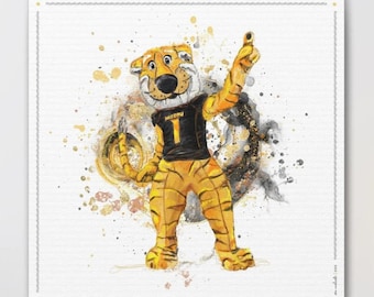MU Mizzou Truman the Tiger Tail Art: University of Missouri Splatter Paint Canvas Print