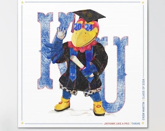 KU Personalized Jayhawk Wall Art: Graduation Canvas Print