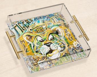 Missouri Tiger Acrylic Tray: Double-Sided Mizzou Art, Graduation Gift