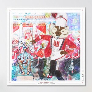 UW Bucky Badger Drum Major Art: Wisconsin Band Lead Bascom Hall Parade Canvas Print