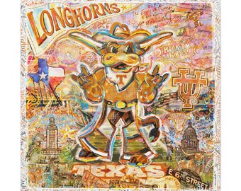 UT Austin Longhorns Hook Em Bevo Art: University of Texas Canvas Print