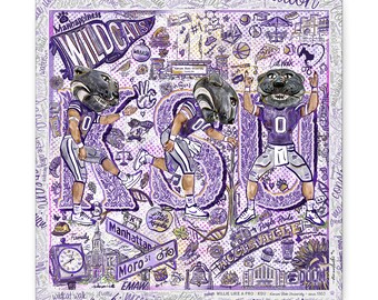 Kansas State KSU Willie the Wildcat Moves, Canvas Print Gift