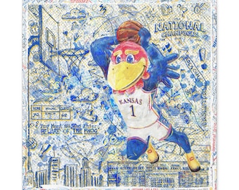 KU Jayhawk Hoopster Art: University of Kansas Basketball Sketches Canvas Print Gift